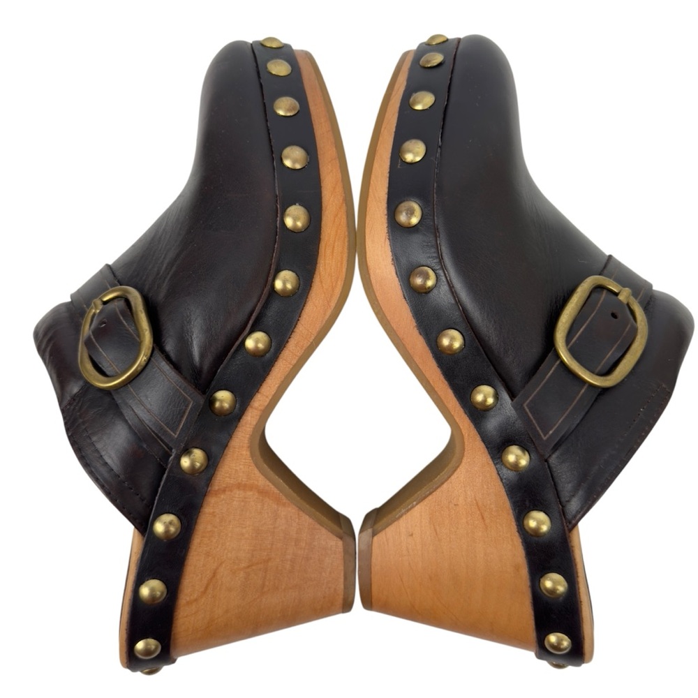 Isabel Marant Tamara Brown Leather Studded Platform Clogs Size 39 Slip on - Picture 8 of 16